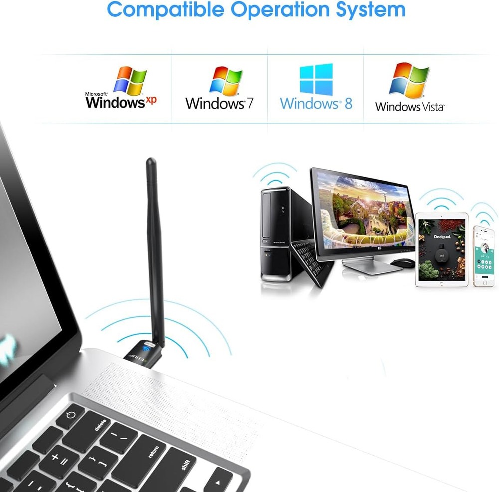 USB WIFI ADAPTER for PC Computer Wireless Network Dongle High Gain Antenna