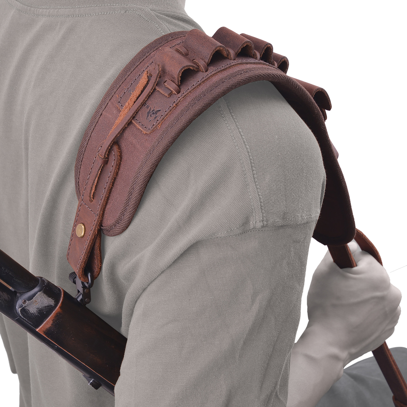 WAYNE'S DOG Durable Leather Rifle Sling Shotgun Strap for .22MAG.30/30.308 12GA