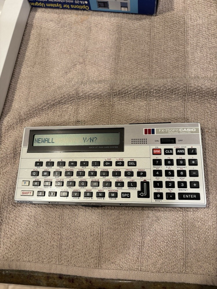 Casio FX-750P Programmable Computer w/ 2 RAM Cards Tested + Box