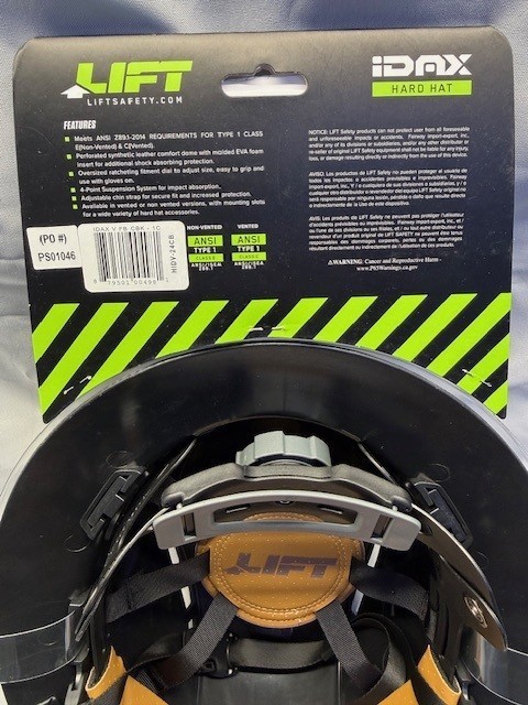 Lift Safety iDAX - Vented Hard Hat - Black Carbon HIDV-24CB