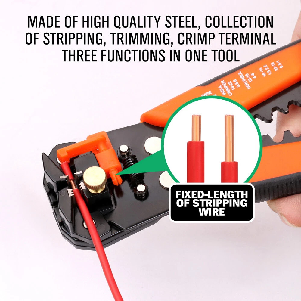 8" Self-Adjusting Insulation Wire Stripper cutter crimper Terminal Tool Pliers