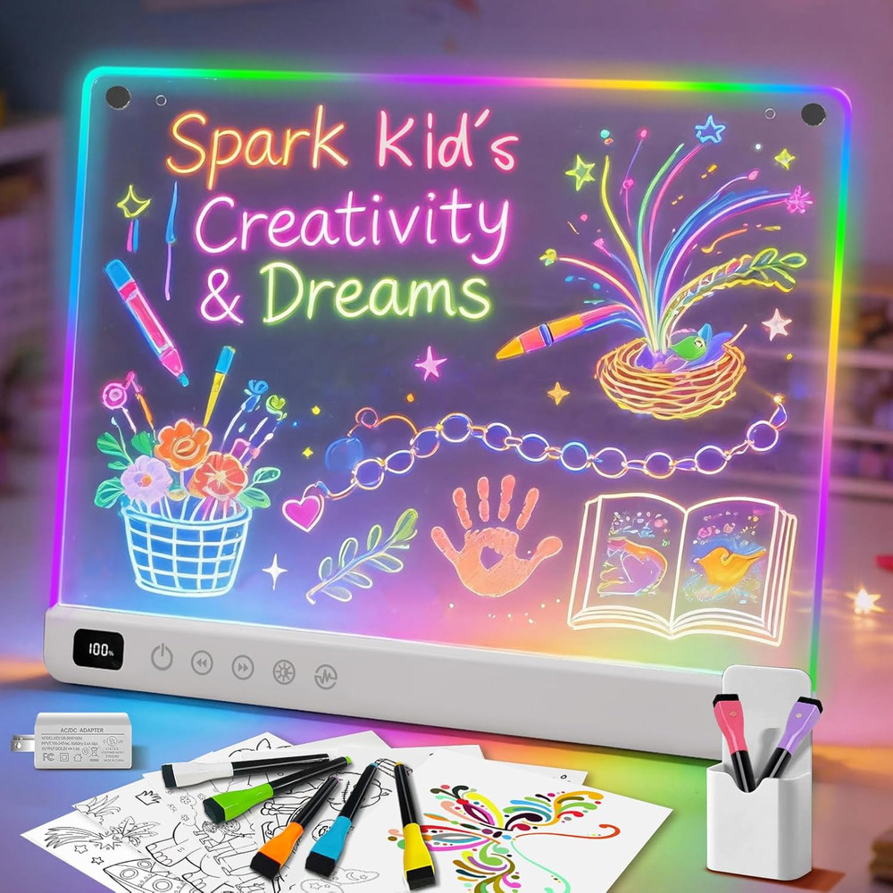 Led Drawing Board with 13 Light Effects, 16" Rechargeable Glow Doodle LED Note B