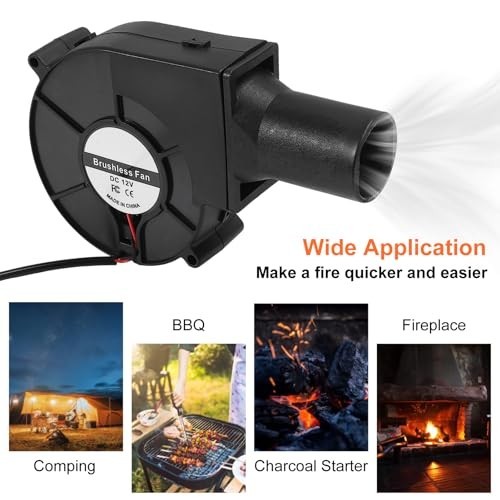 2Pcs 97mm BBQ Fan Blower 12V with Variable Speed Controller for Quick Charcoal S