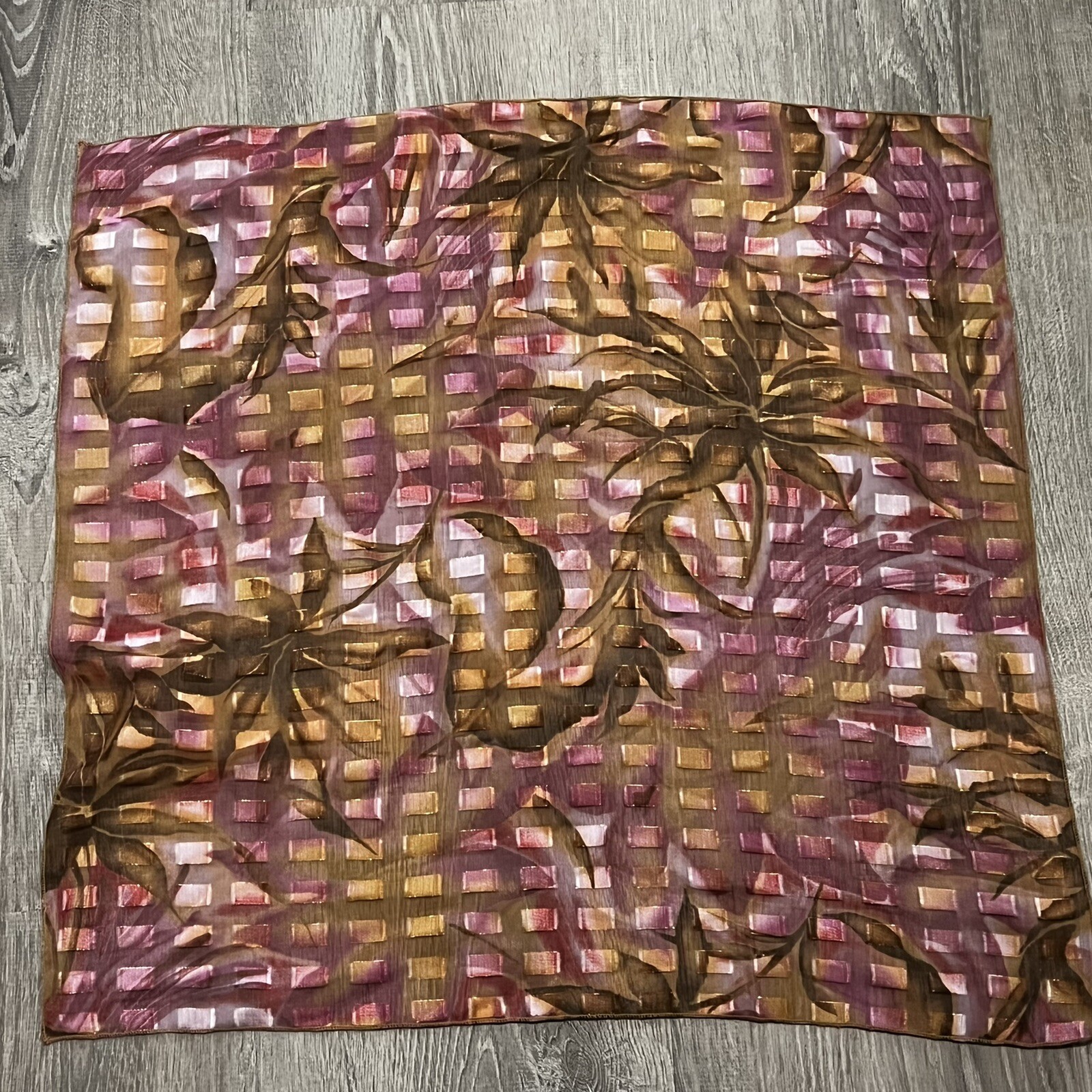 Palm Tree Print Scarf One Size Square Woven Tropical Casual VINTAGE