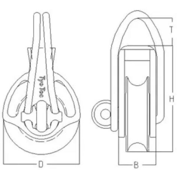 Refurbished 80mm TyeTec "Code Blue" Plain Bearing Loop Block - Max 16mm Rope