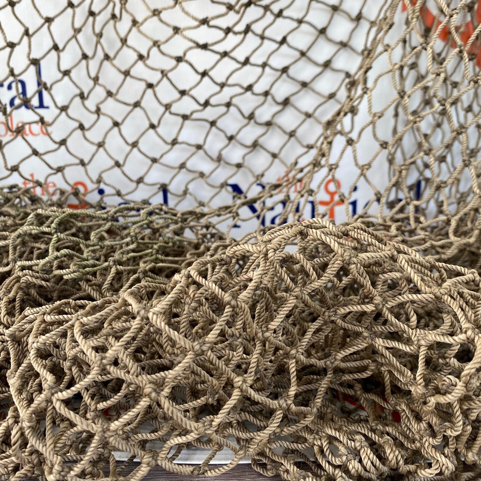 Authentic Fish Netting, 15 ft x 15 ft HEAVY Knotted, Vintage Used Fishing Net