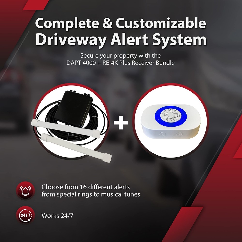 Driveway Alarm System -DUAL-4k Plus Bundle - DAPT-4000 White