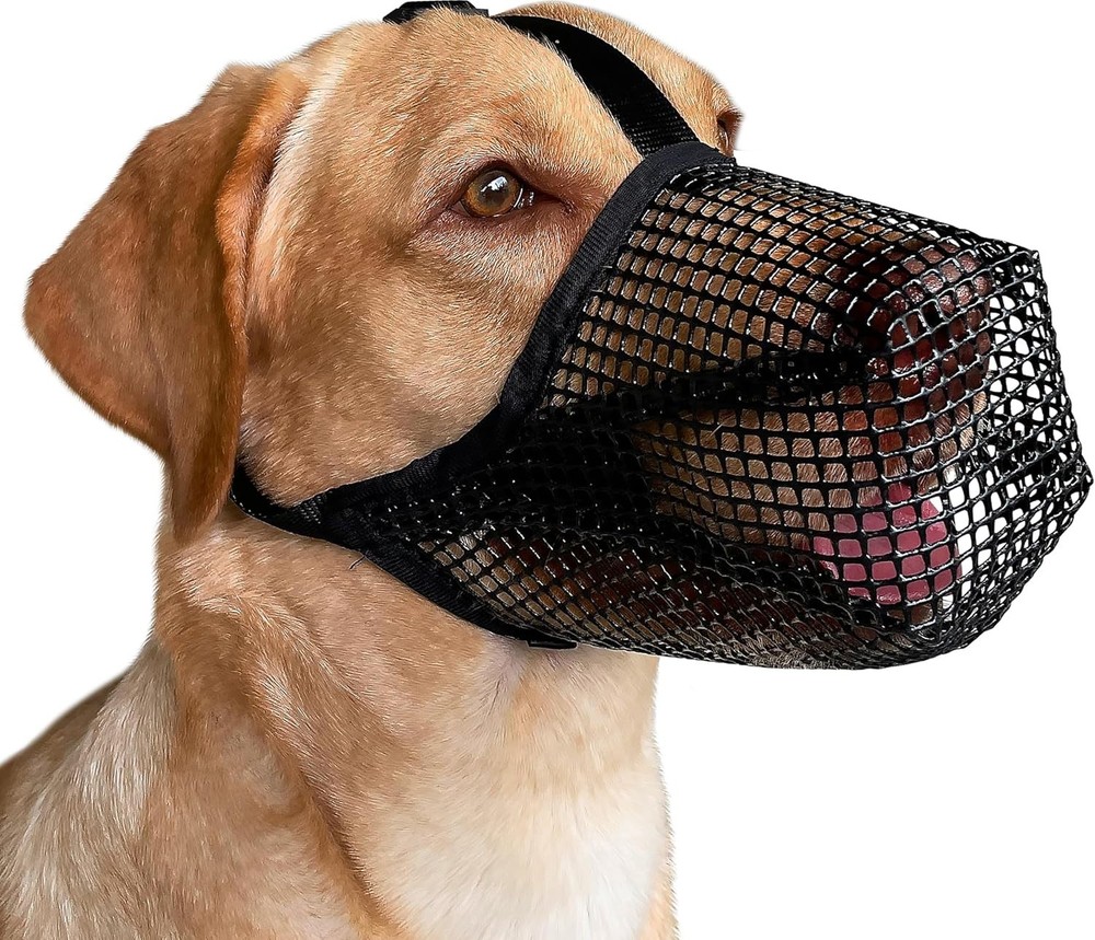 Lightweight Mesh Dog Muzzle - Adjustable Snout Guard for Medium Long Snout Dogs