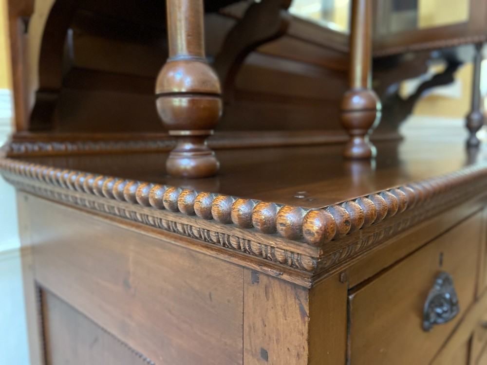 Antique 19th Century Display Top Mirror Back Sideboard.
