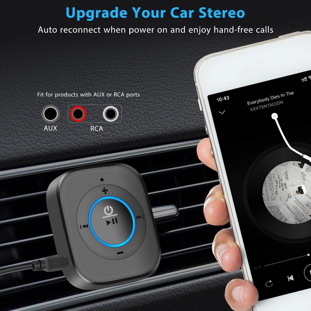 Adaptador Bluetooth Para El Carro Auto Conector Inalambrico Receptor De Musica