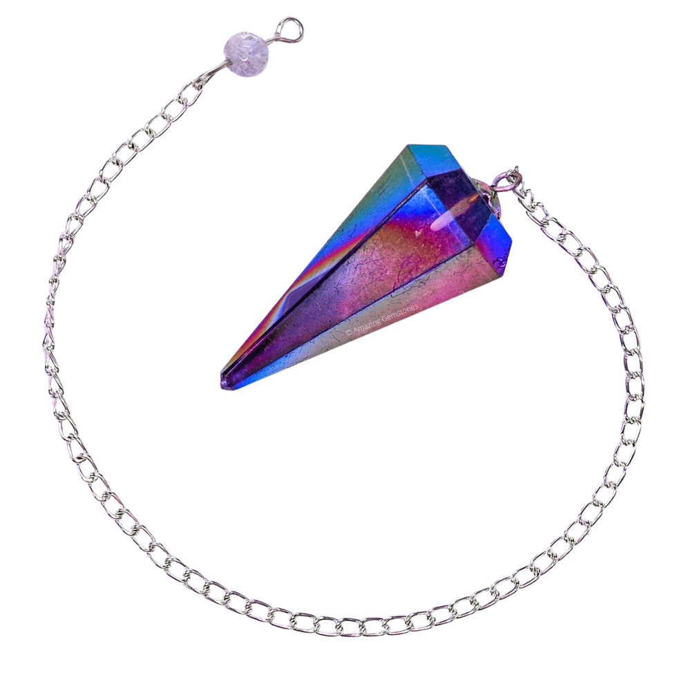 Amethyst Aura Quartz Dowsing Crystal Pendulum