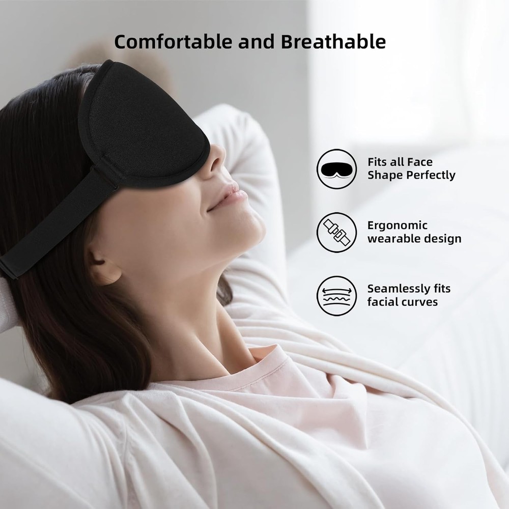 Ultimate Light Blocking Sleep Mask - Zero Eye Pressure with Adjustable Strap