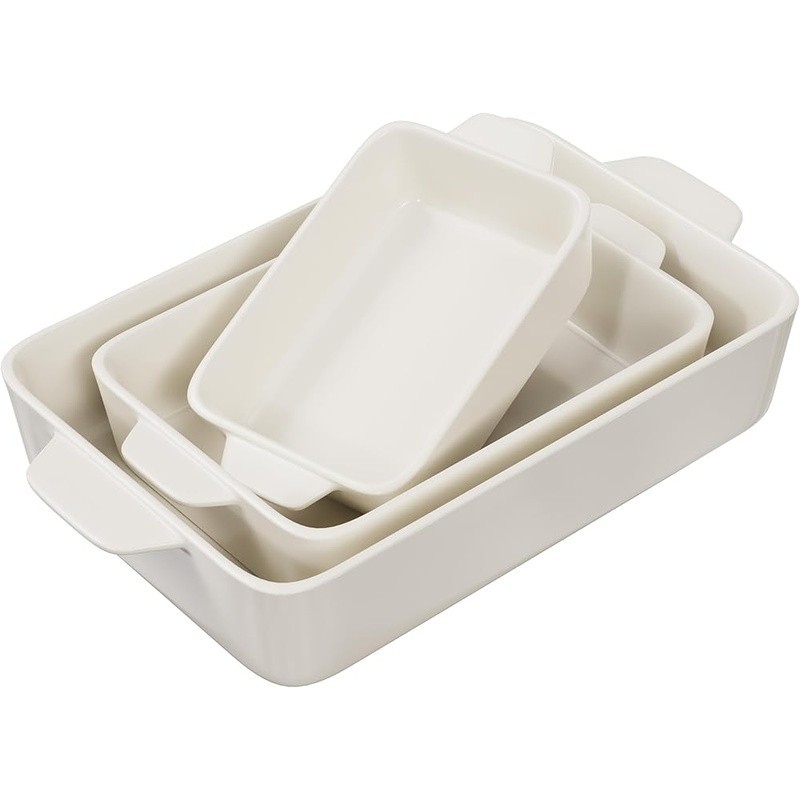 Nonstick Ceramic Bakeware Set Oven Safe Stackable W/ Handles Dishwasher Safe New