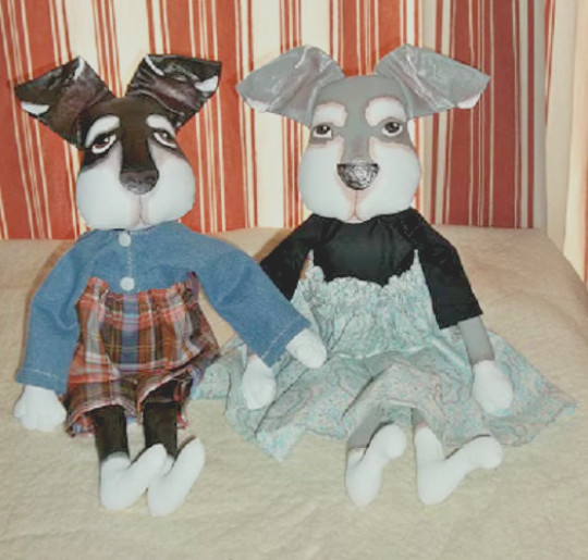 Doll PATTERN, Primitive Folk Art Doll, Schnauzer Dog Doll