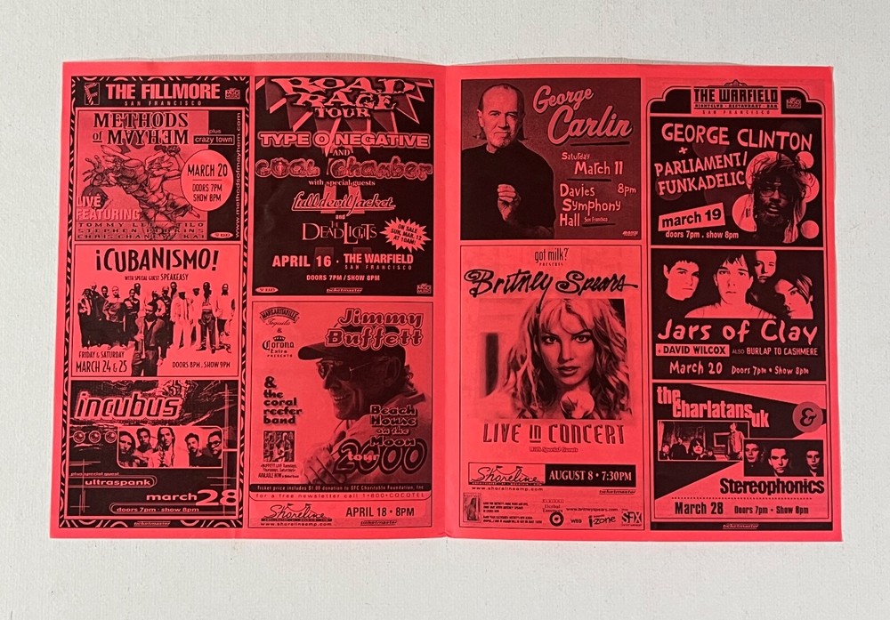 KISS, Beck, Britany Spears, George Clinton Bill Graham Presents 2000 handbill