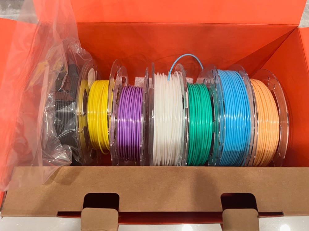 Toybox 3D Printer Bundle w/ Power Adapter + Multiple PLA Filament Spools – Works