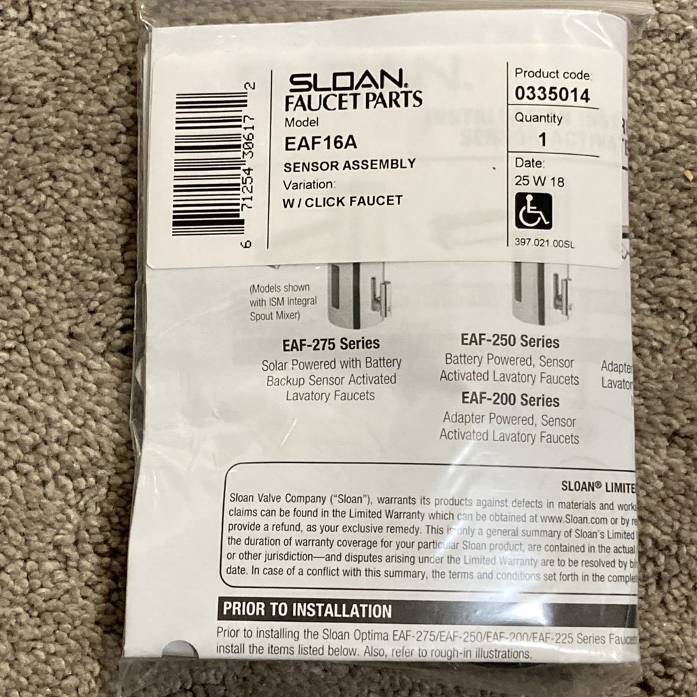 Sloan EAF 16A Sensor Assembly (0335014)