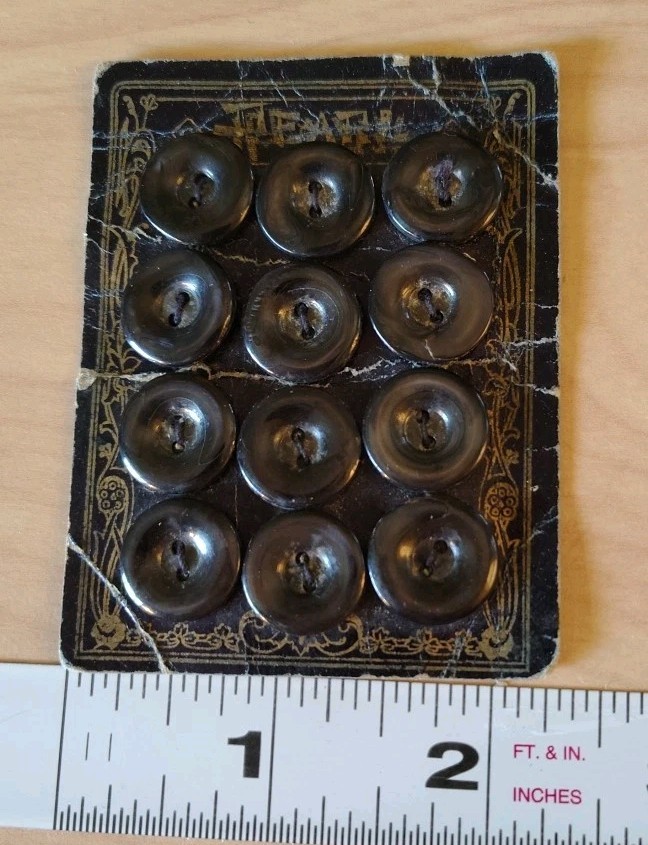 Antique Dark PEARL Shell Buttons Original Card