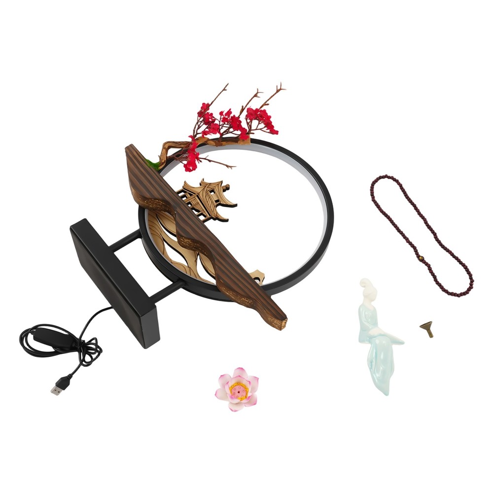Backflow Incense Holder with LED Light, Ceramic Backflow Incense Burner