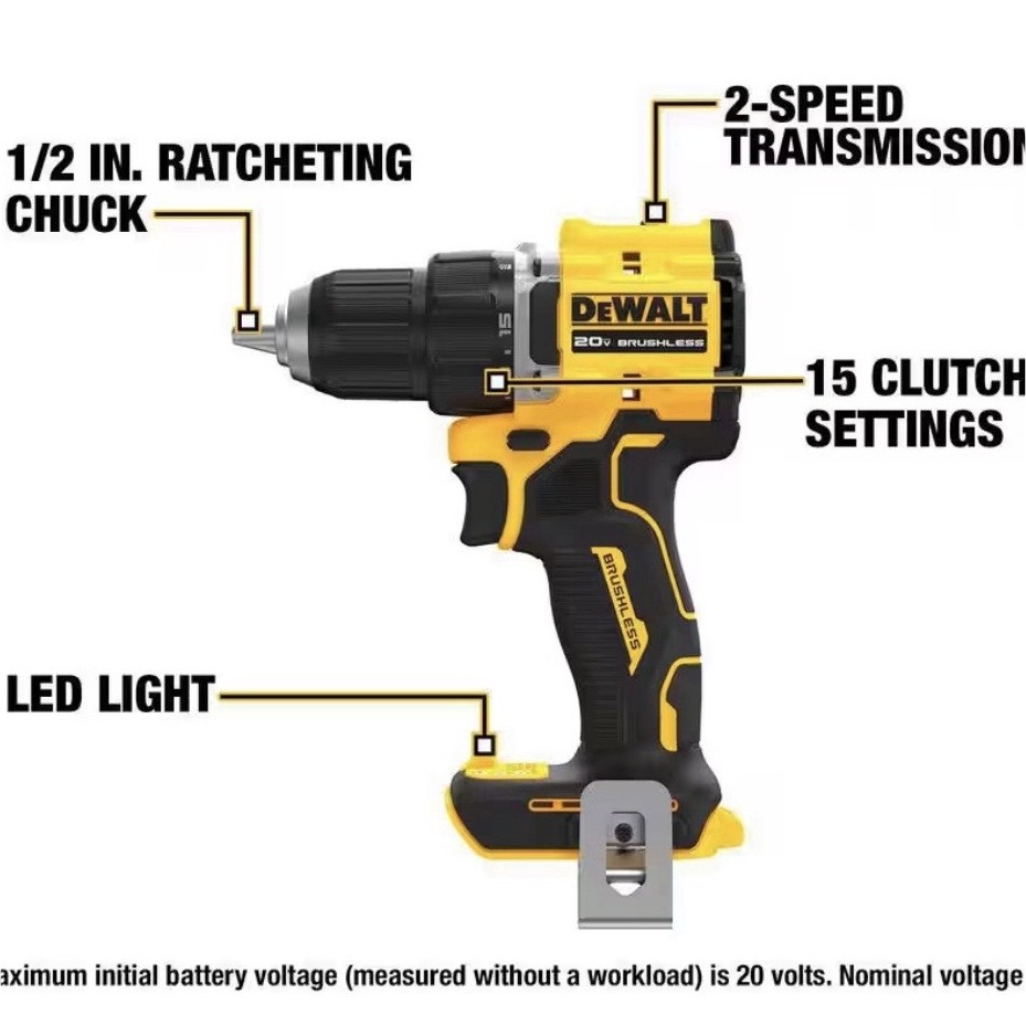 DEWALT DCD794 20V Brushless Cordless Drill/Driver 1/2" Keyless Compact