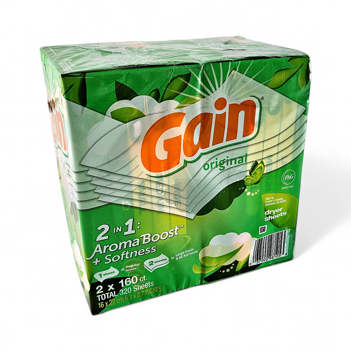 Gain Dryer Sheets AromaBoost + Fabric Softener, Original Scent - 320 Count