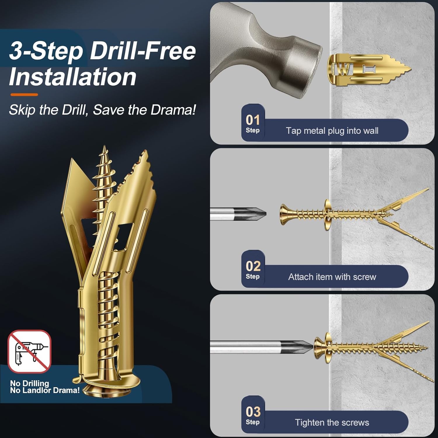 160 Pcs Self Drilling Drywall Anchors with Screws, 2Sizes 80 Sheetrock...