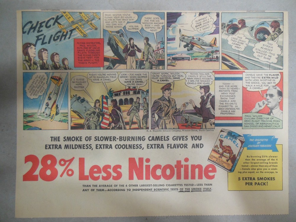 WW 2 Camel Cigarette Ad: Flight Instructor Training ! Size: 11 x 15 inches