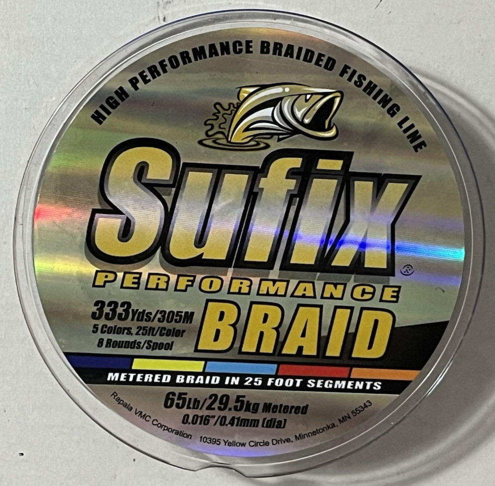 Sufix Performance Braid 65# 0.016" 333 Yds Metered Braid 25 foot Segments