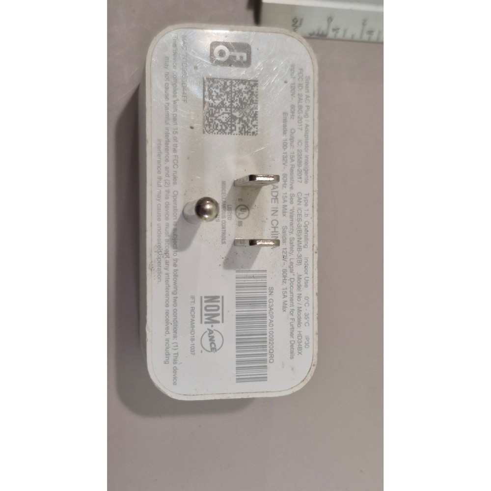 Amazon Smart Plug White Wi-Fi Alexa Compatible Smart Outlet Model HD34BX