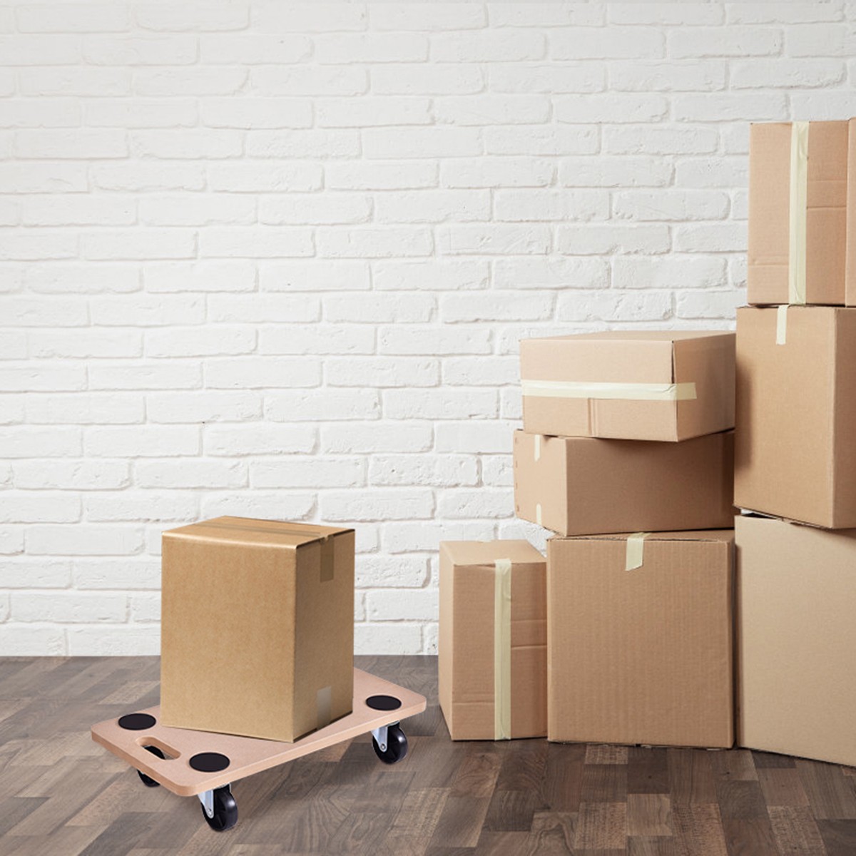 440lbs Platform Dolly Rectangle Wood Utility Cart Wheeled Transporter