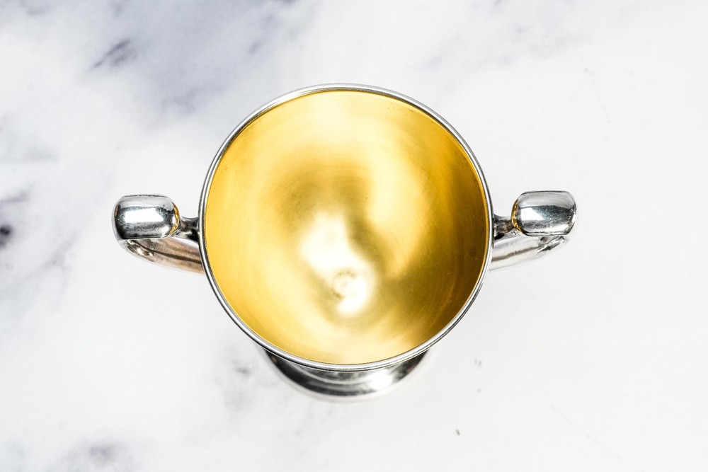 Gleaming Double Handle Antique Sterling Silver Small Trophy Cup