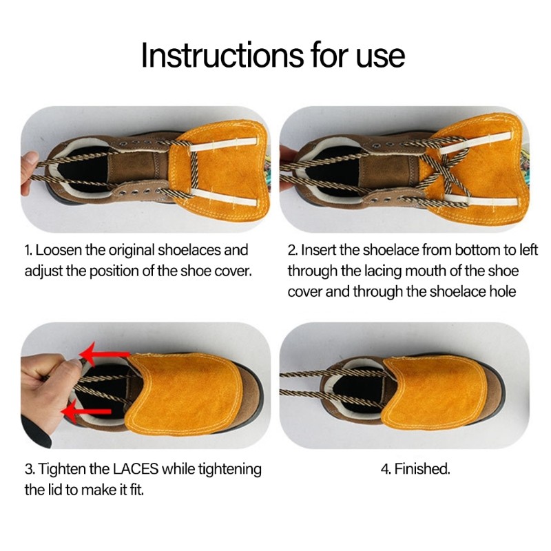 Comfortable Leather Welding Boot Covers Offer Flame & Splashes Protective Sleeve