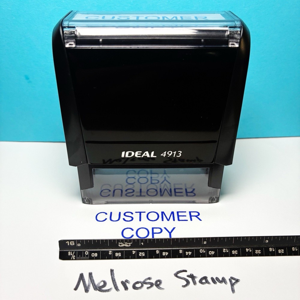 Customer Copy Rubber Stamp Blue Ink Self Inking Ideal 4913
