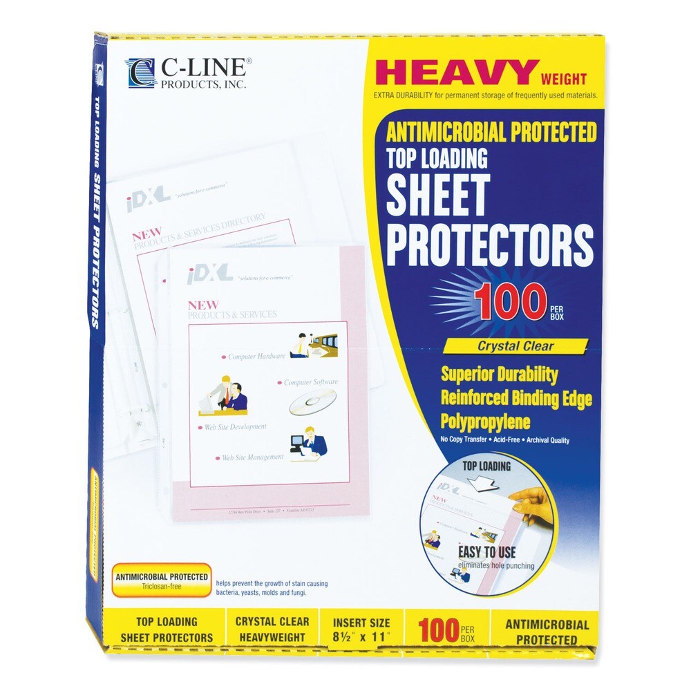 C-Line 62033 11" x 8-1/2" Hvywt Poly Sht Protectors - Clear (100/BX) New