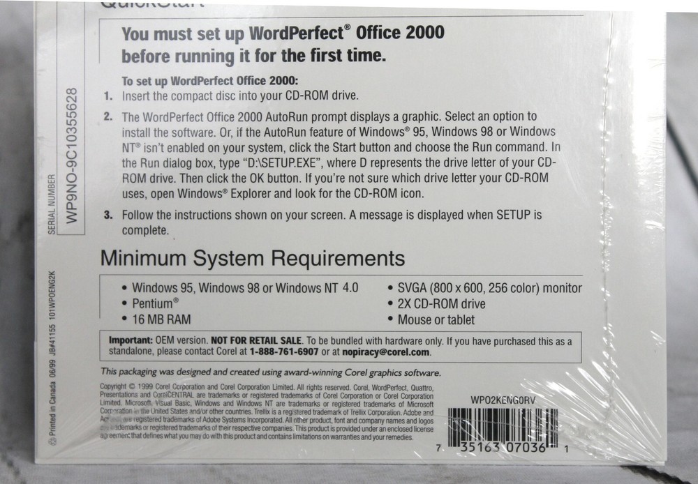 NEW Corel WordPerfect Office 2000