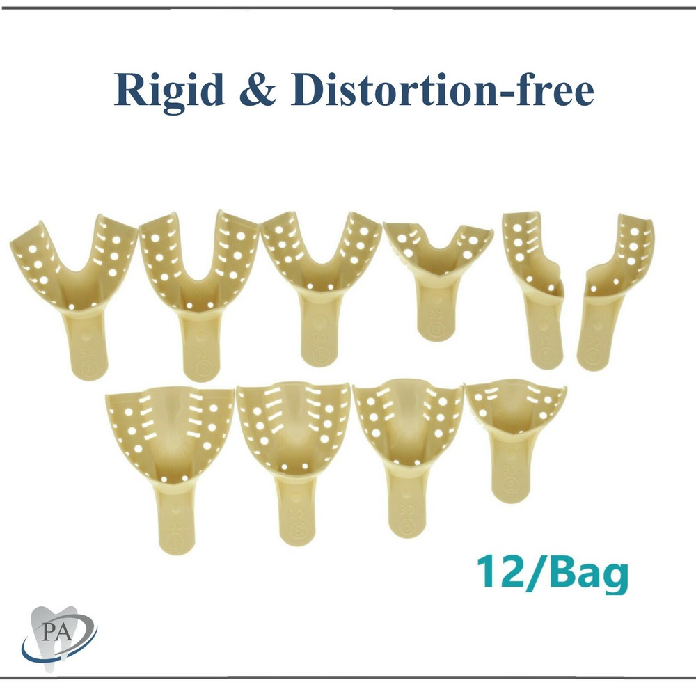 Dental Impression Trays Solid Perforated Plastic Disposable (CHOOSE SIZE) 12/Bag