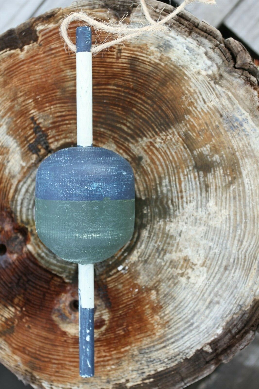 Vintage Style Commercial Fishing Net Marker Weathered Look Wood Buoy, WF-1