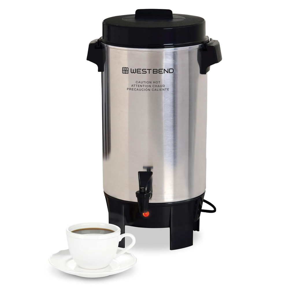 Coffee Urn Highly-Polished Aluminum Features Automatic Temperature Control with