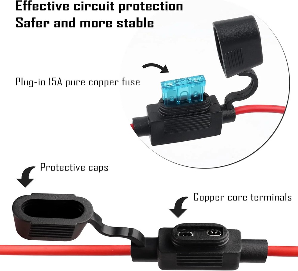 12V Cigarette Lighter Socket Replacement with 5Ft Extension Cord & Battery Allig