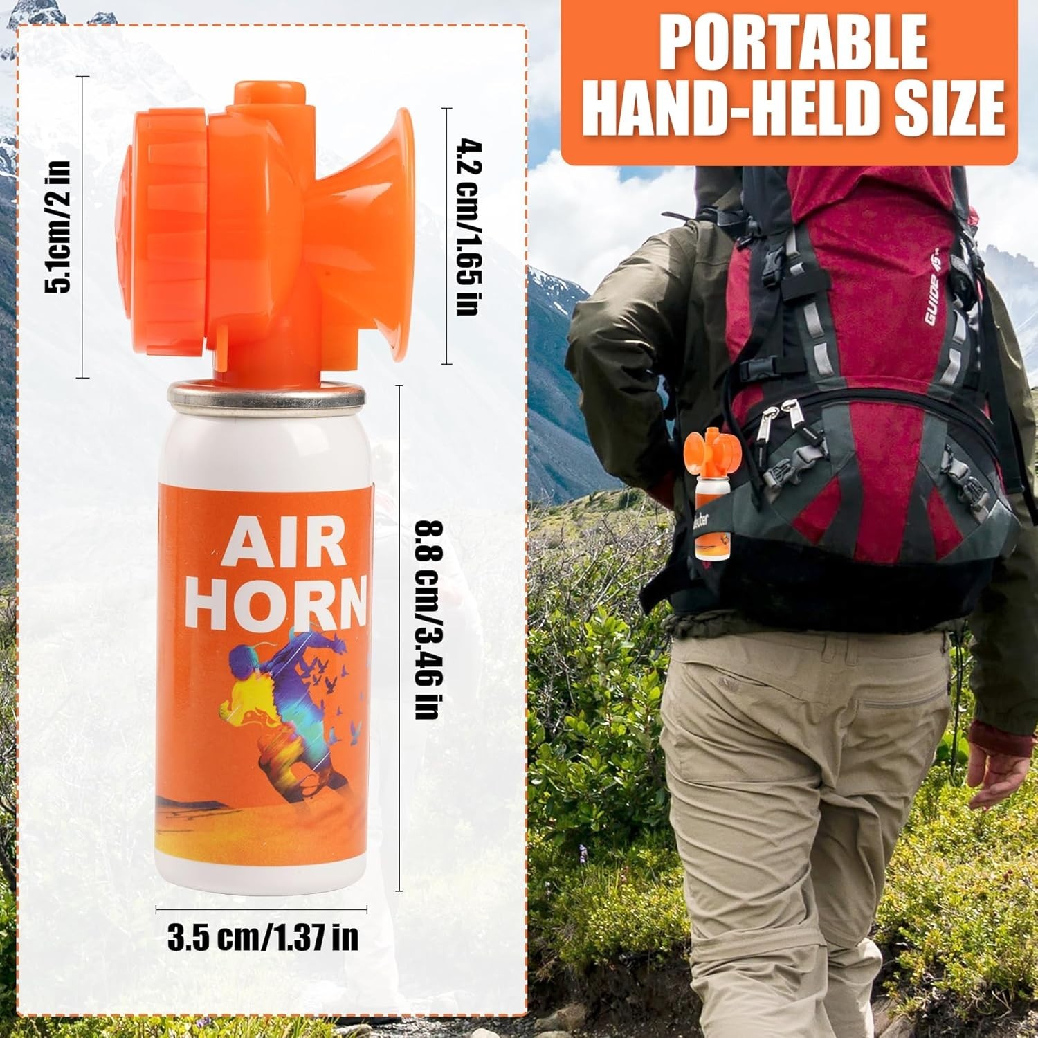 2 Super Loud Mini Air Horn Can Emergency Hand Held Compressed Boat Horns Boating