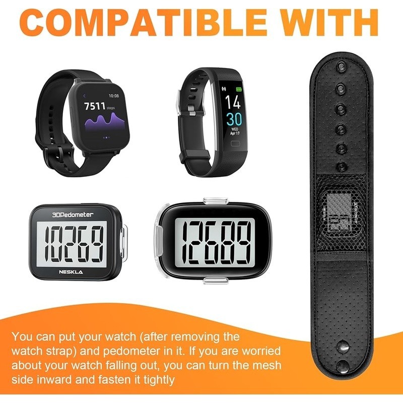 Fitness Tracker Ankle Strap Adjustable Multi-Activity Wear Durable Mesh Storage