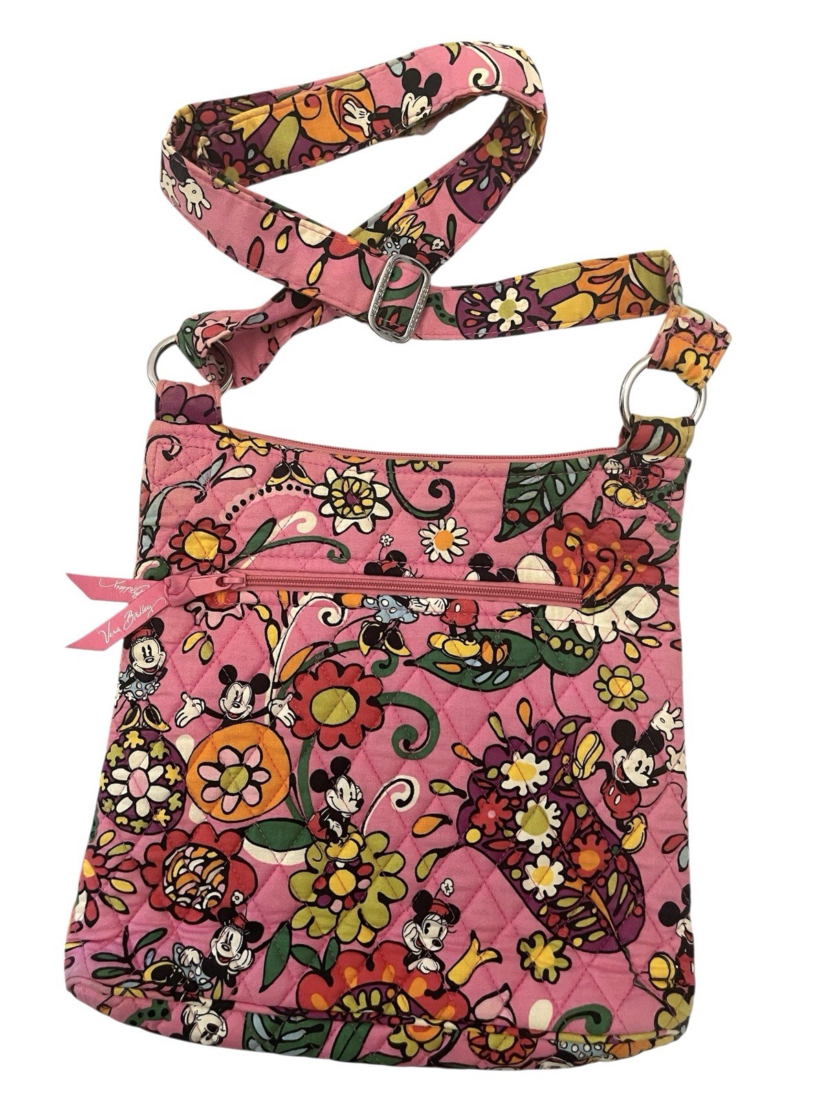 DISNEY VERA BRADLEY Mickey Minnie Just Mousing Around 11” Pink Hipster Crossbody