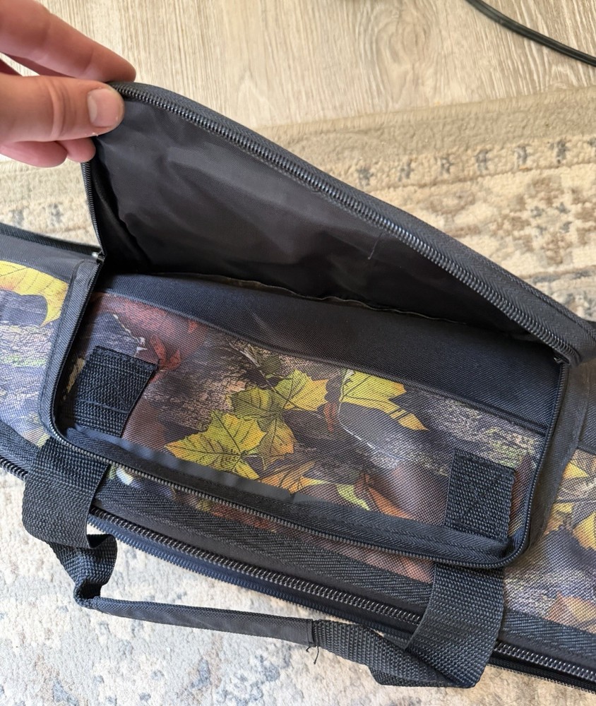 Camo Rifle Soft Case Padded Interior Polyester 3 Pockets Shoulder Strap Black