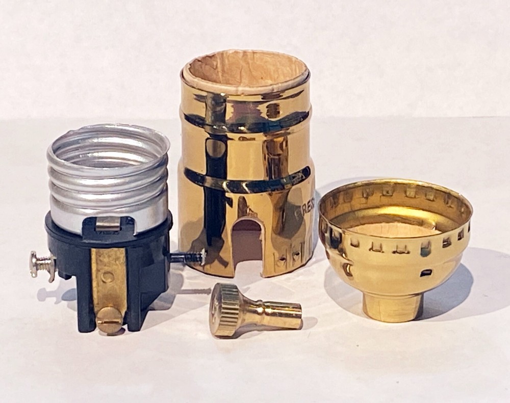 OLD STOCK INDUSTRIAL STYLE SOLID BRASS TURN KNOB 2 WAY MEDIUM BASE LAMP SOCKET