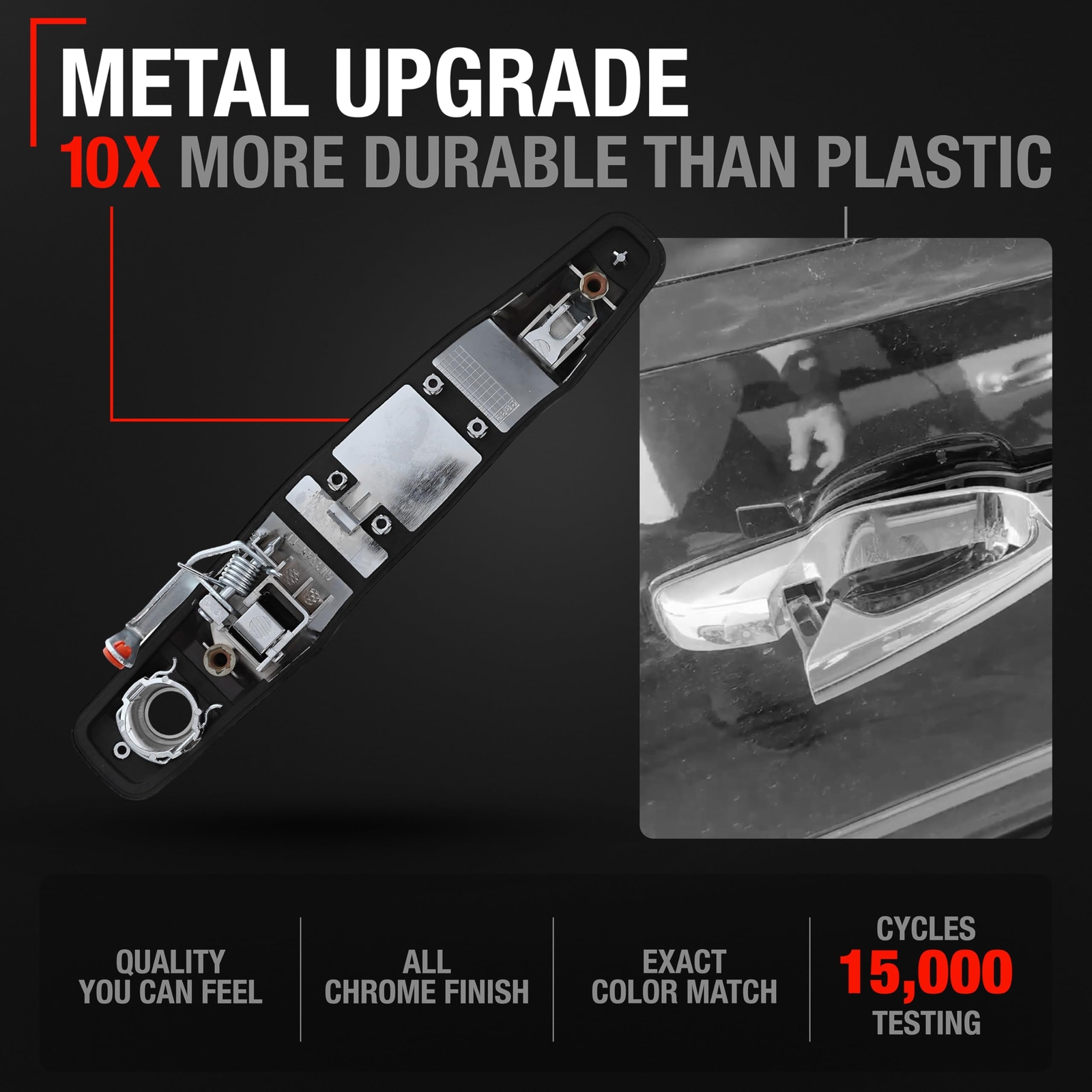 Driver Door Handle for Silverado, Sierra, Escalade - Chrome, Keyhole - Front ...