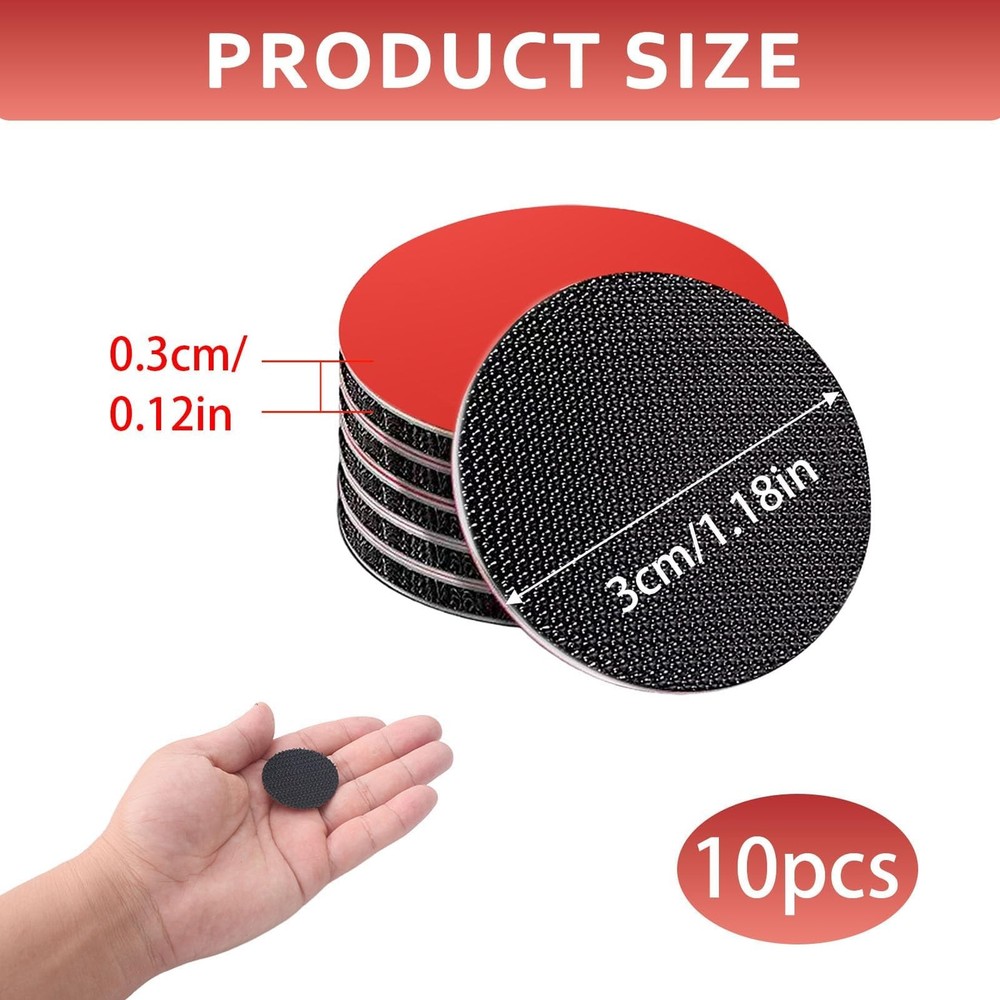 10 Sets Black Hook and Loop Round Strips with Super Adhesive Heavy Duty, Doub...