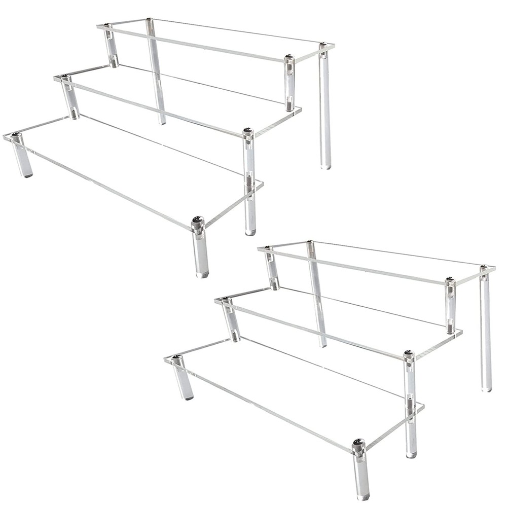Acrylic Riser,2 Pcs Clear Display Risers Stand Cologne Organizer Acrylic She...
