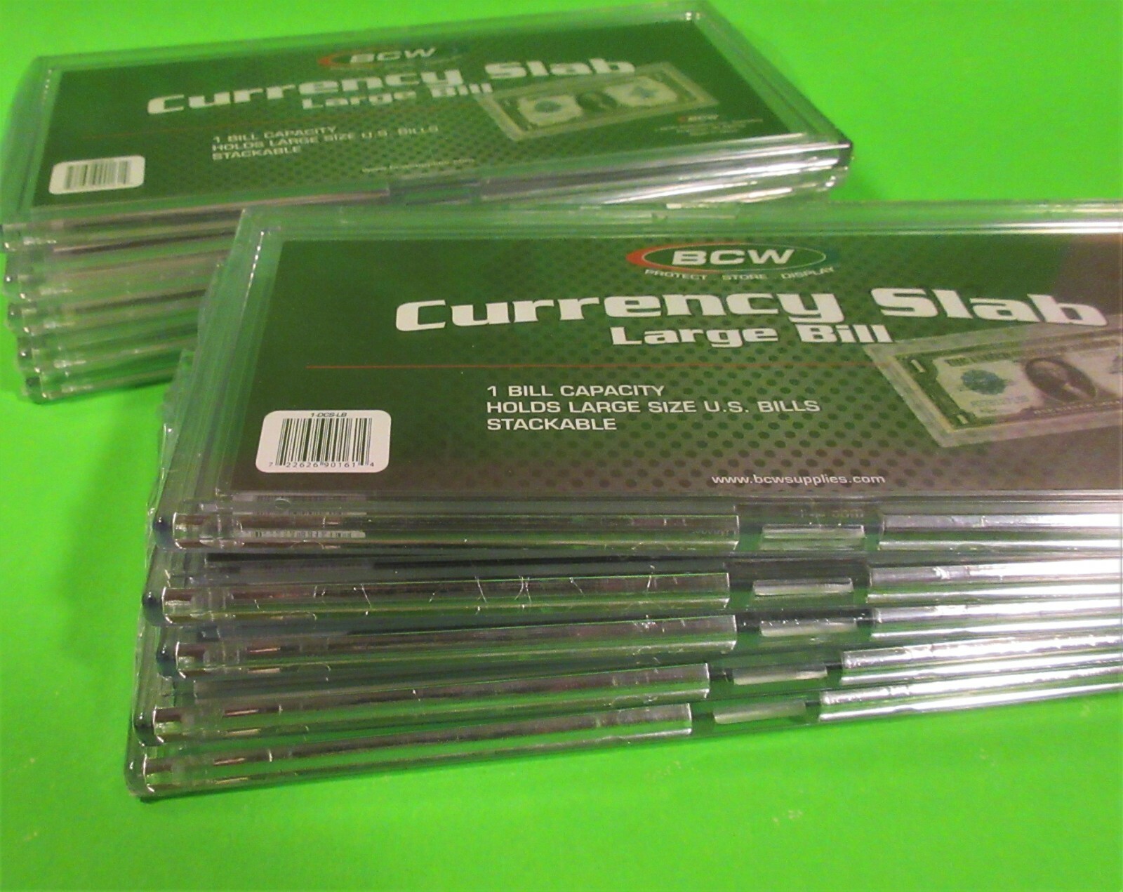 10 DELUXE CURRENCY SLAB LARGE BILL - RIGID, HOLDS 1 U.S. BILL & OTHER CURRENCY