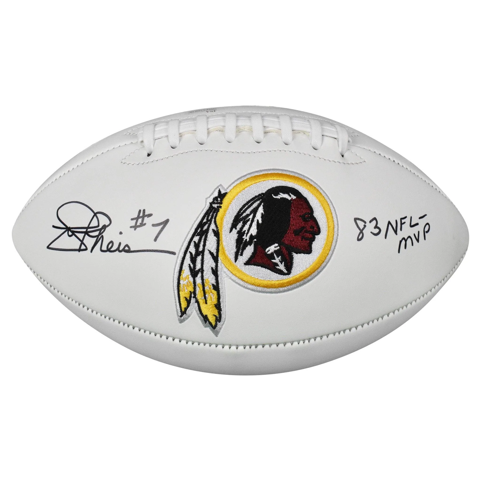 Joe Theismann Signed 83 NFL MVP Inscription Washington Redskins Logo Football (J