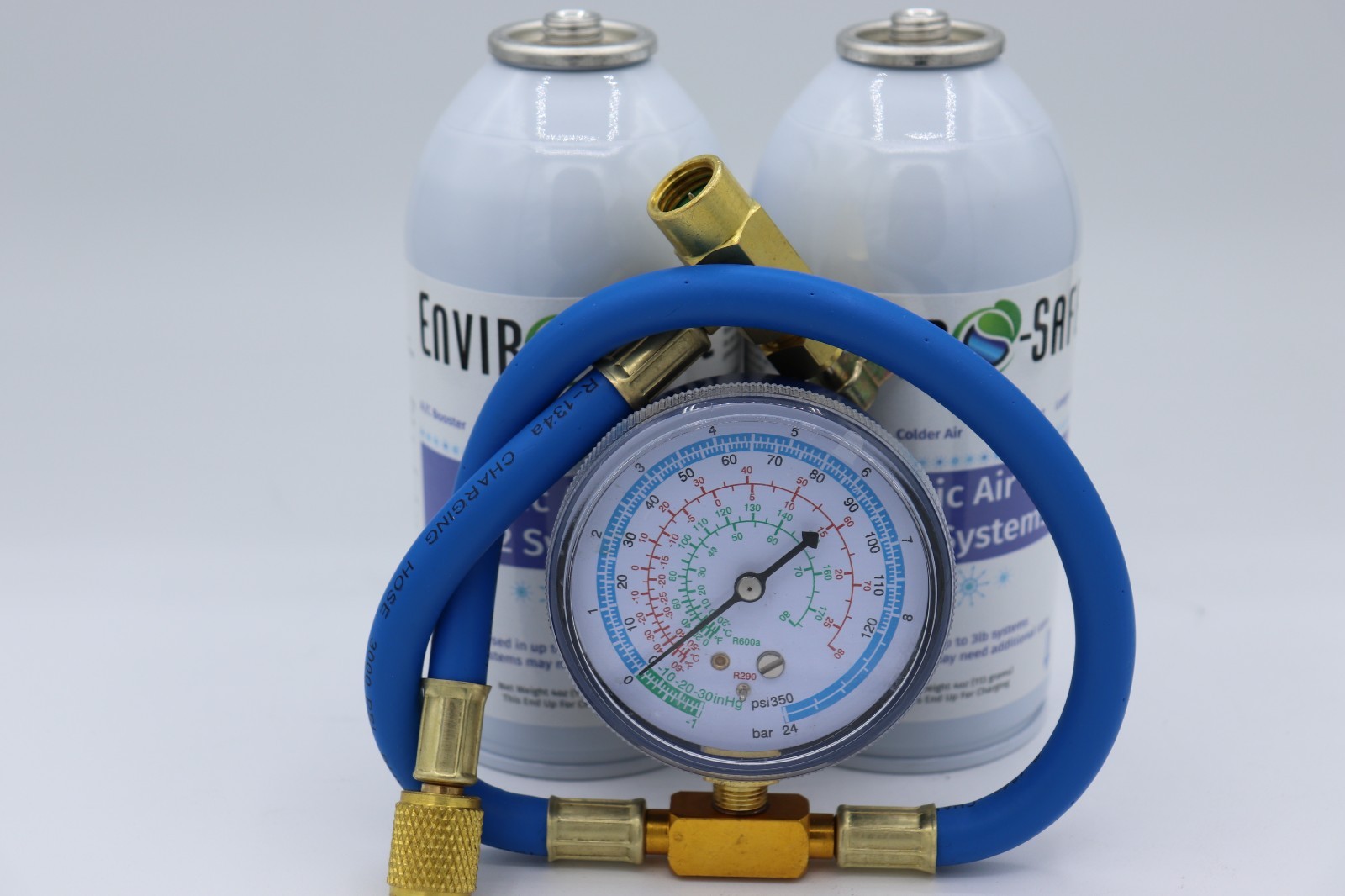 Envirosafe Arctic Air for R12, Refrigerant support, 2 cans Brass Gauge